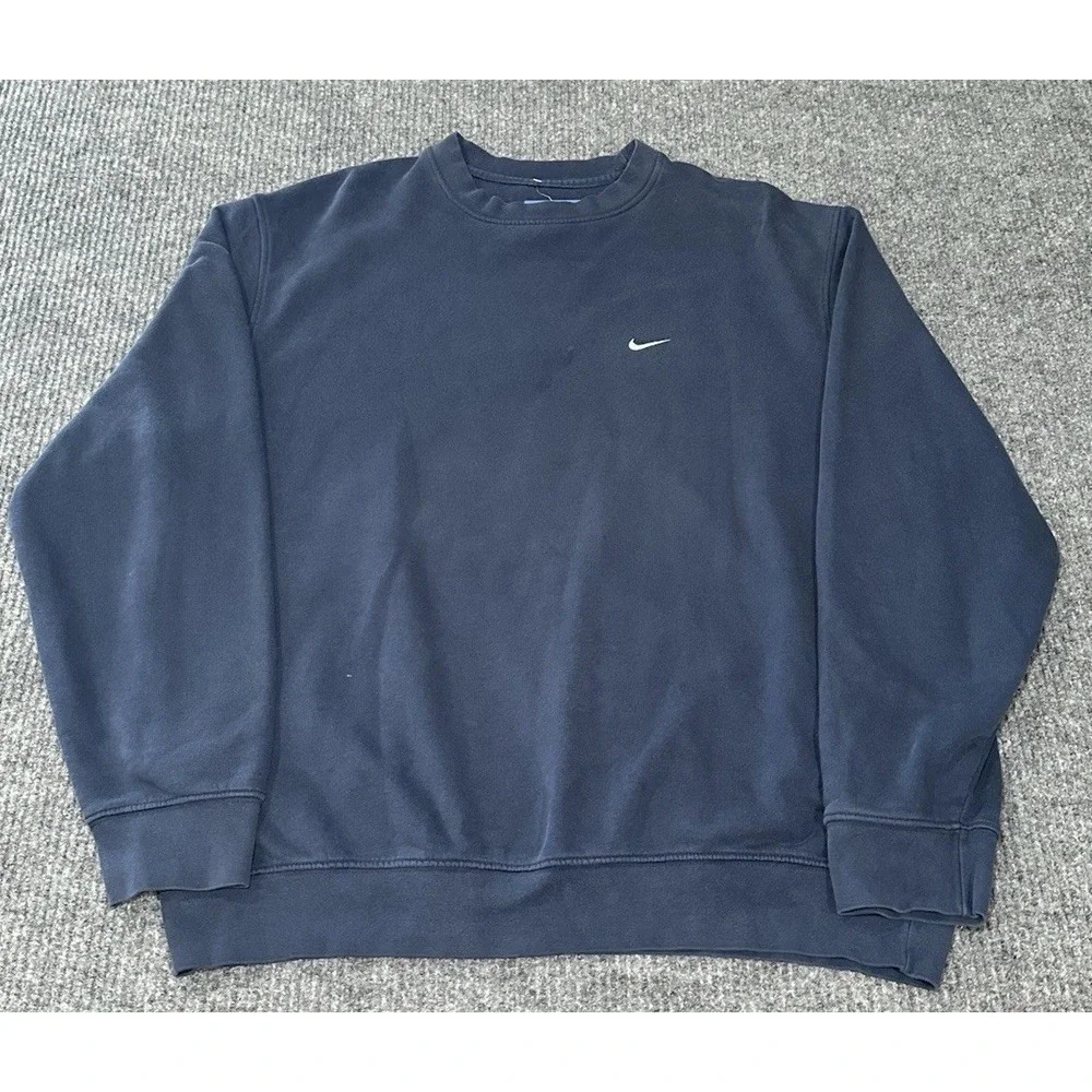 VINTAGE Nike Sweatshirt Mens XL Navy Blue Swoosh Crewneck Pullover Logo‎ 2000s